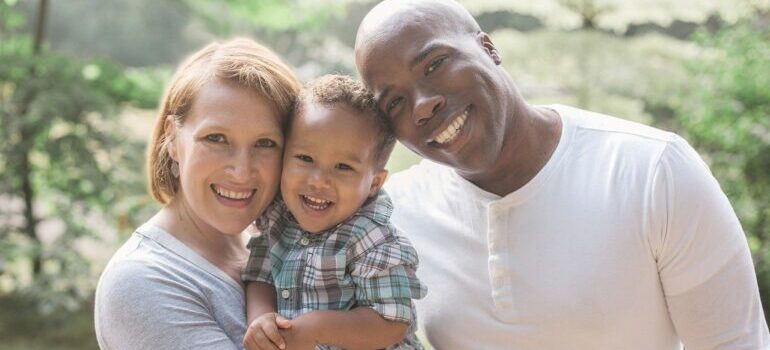 A happy family of three.