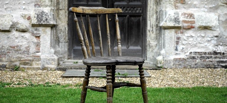 Old chair on grass