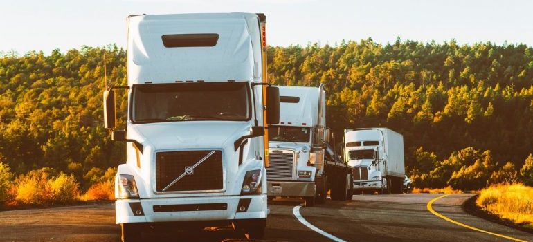 Moving trucks on the road