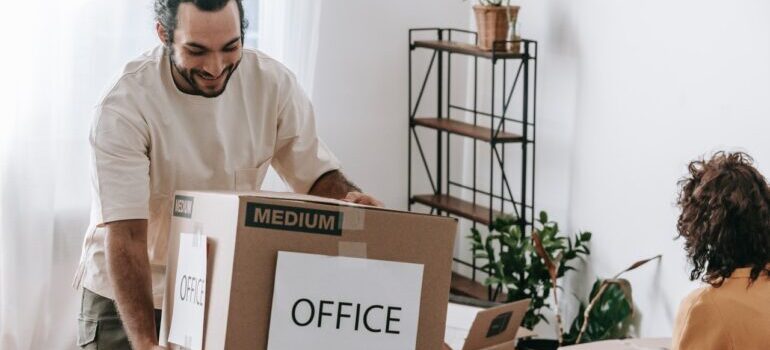 A man waiting for commercial movers VA