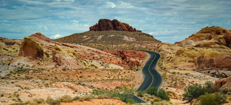 A road through desert is where movers Arlington VA go