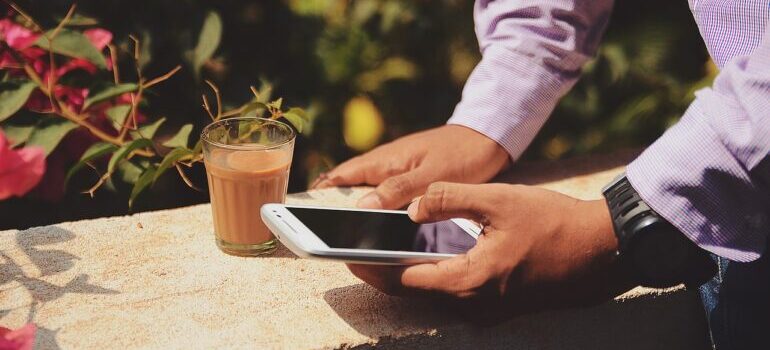 A man holding a phone. 