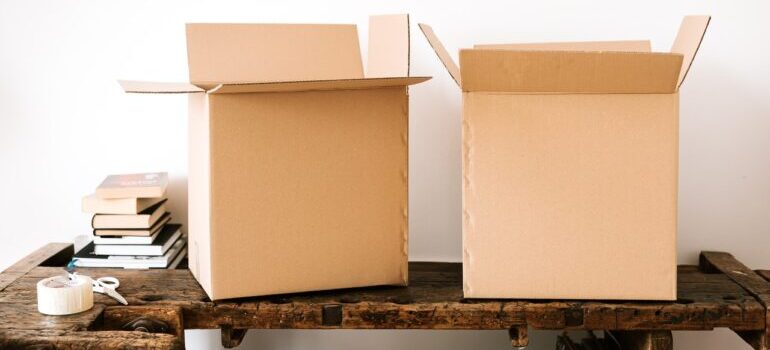 2 cardboard boxes