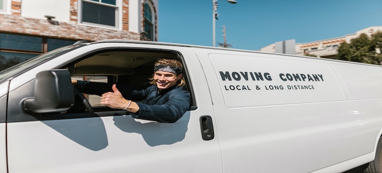 professional mover in a van