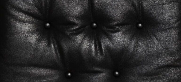 Black leather cushion