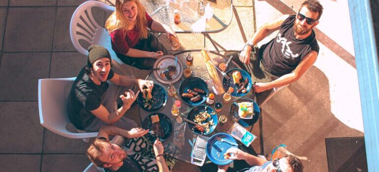 people eating together