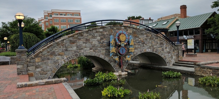 The old bridge over the river.