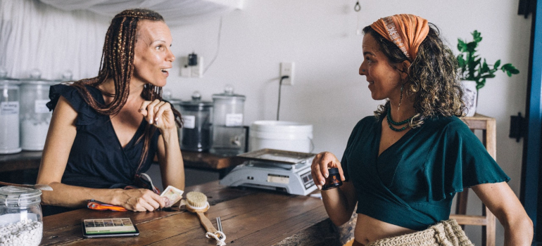 Two women having a conversation