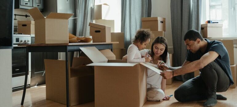 a family packing 