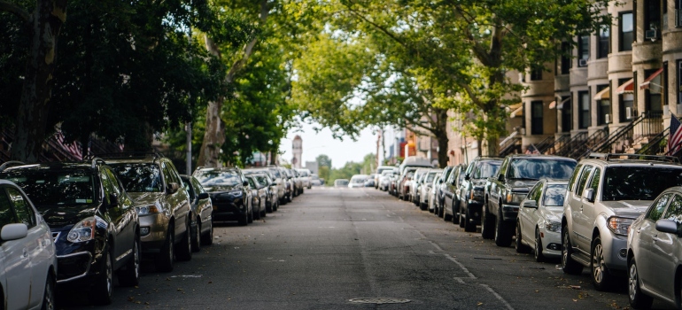 Cars parked along the street