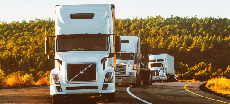 Moving trucks on the road