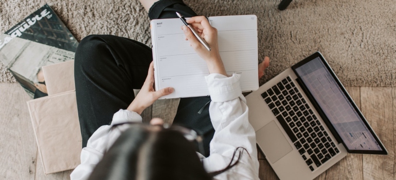 A woman making a plan