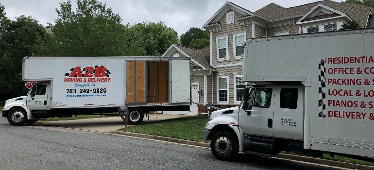 A2B Moving and Storage trucks