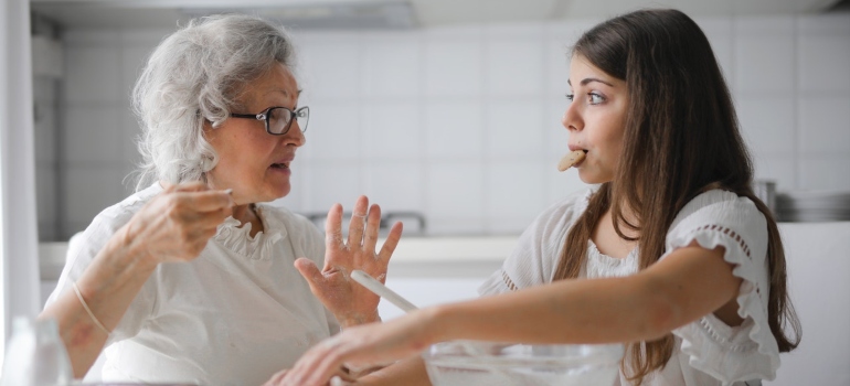 A grandma with her granddaughter