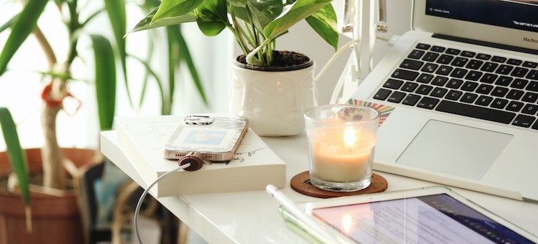 cozy office with plants