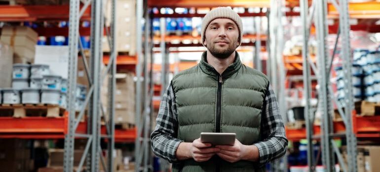 a man inside storage unit