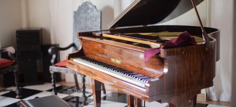 A photo before moving a piano into a historic home in D.C.