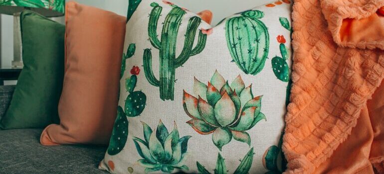 A pillow with cactues on it