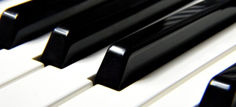 A close up shot of a piano