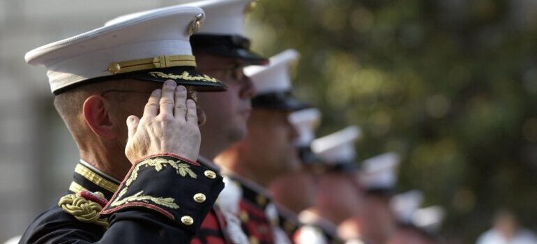 Military people saluting