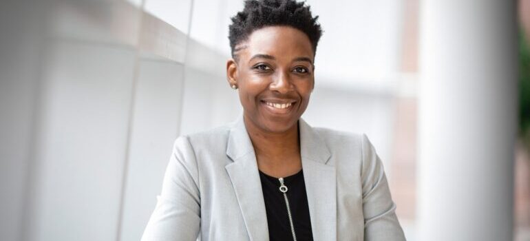 A smiling woman in the office