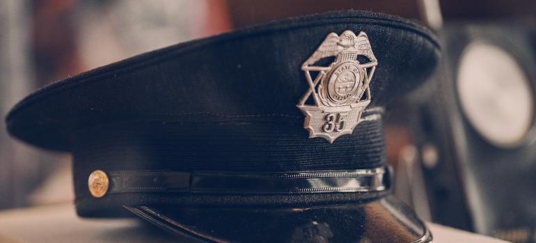 Picture of a police officers hat 