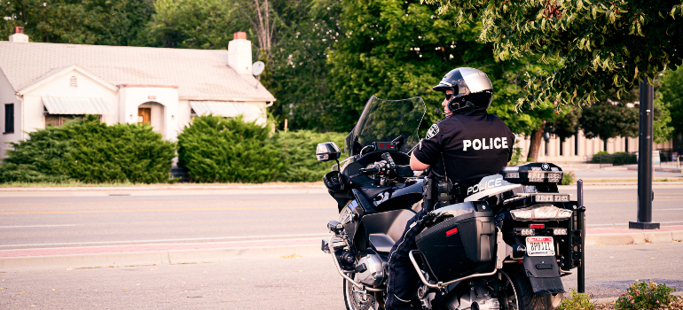 A police officer on a motorcycle