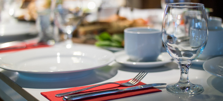 a table in a restaurant