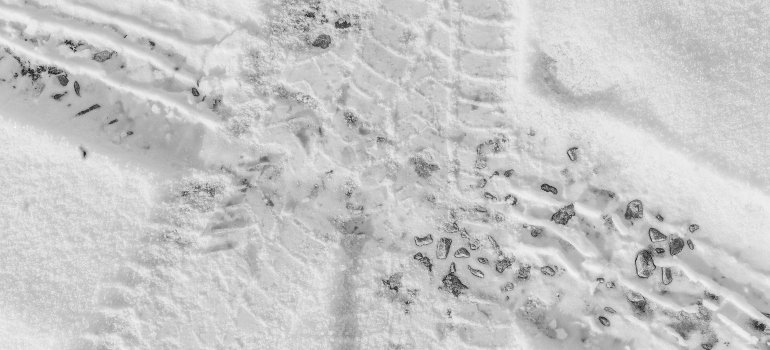 tire marks in the snow