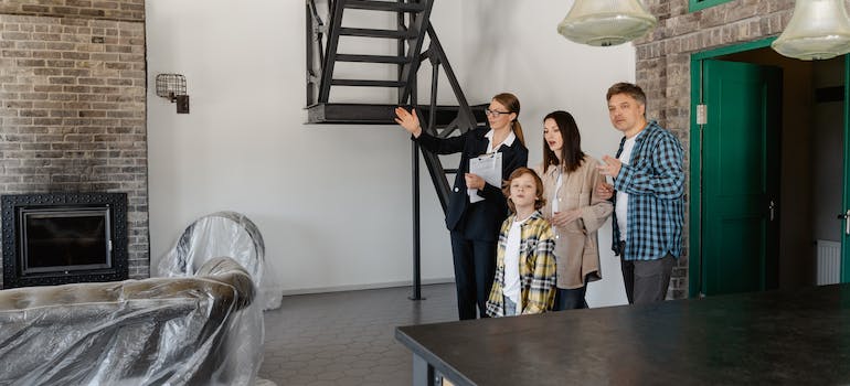 a family looking at an apartment to rent