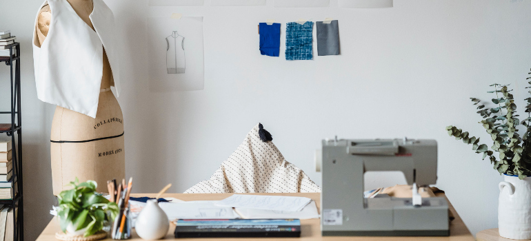 a workspace of a person who creates clothes