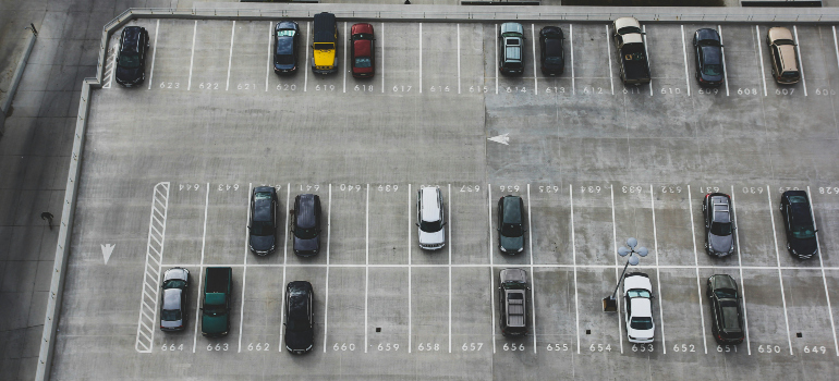 a parking lot with lots of space