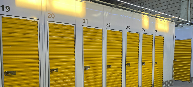 storage units with yellow doors, which is the subject of the questions you should ask your VA movers about