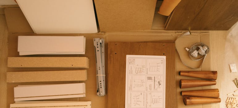 a set of tools and instructions that someone intends to use to assemble furniture