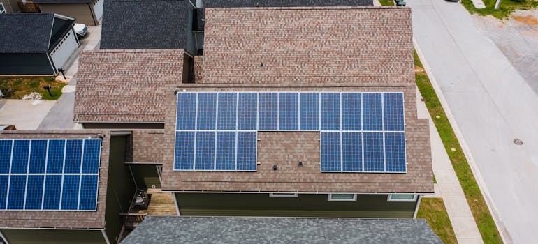 solar panels on top of a roof