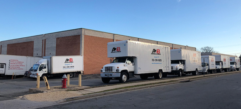 many trucks belonging to our moving company