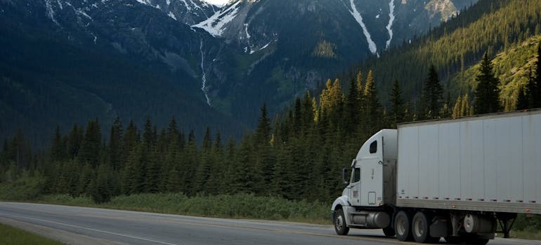 The A2B Moving and Storage moving truck on the road