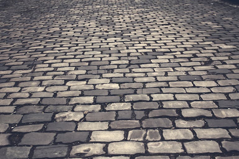 Grey bricked flooring