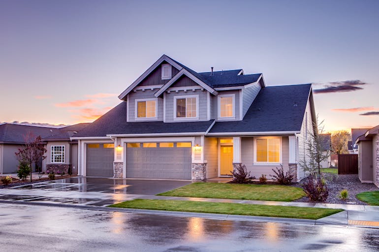 Blue and gray concrete house 