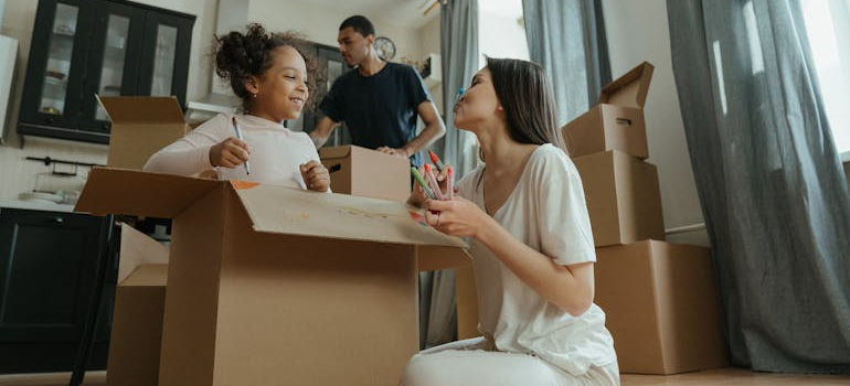 a family packing for the move