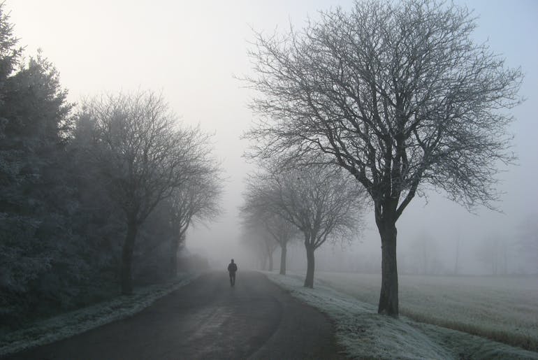 Person walking on the road