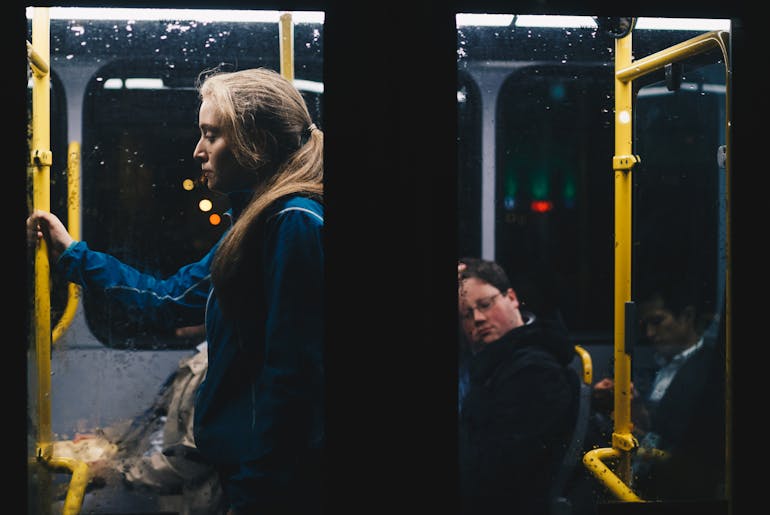 Photo of a woman in the bus 