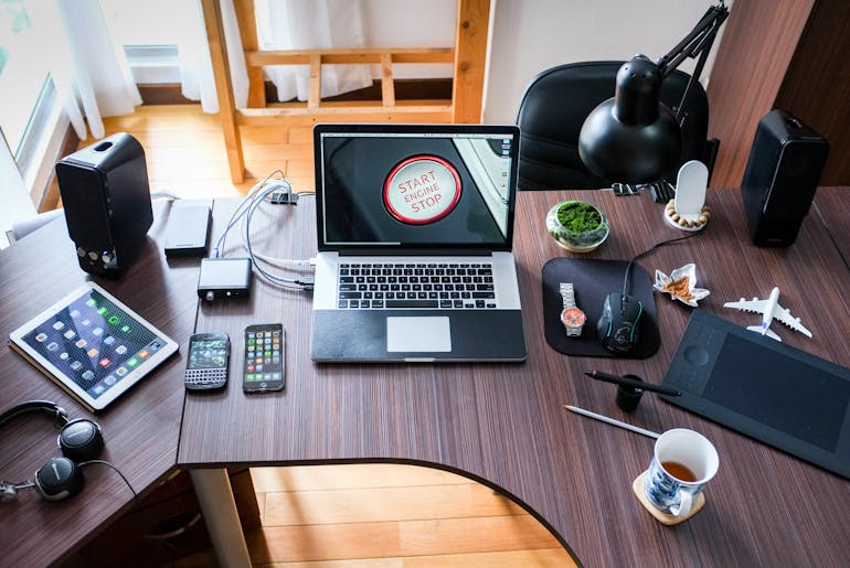 laptop on the desk 