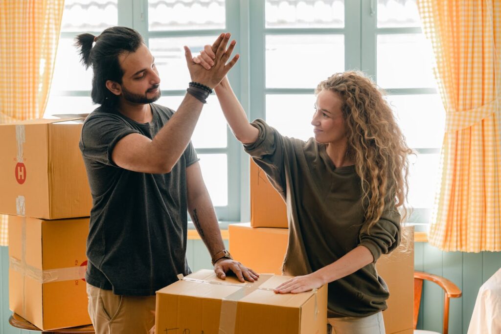 Couple giving high five