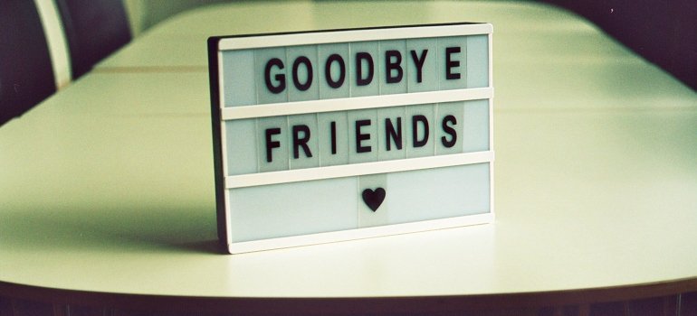 Sign on a table