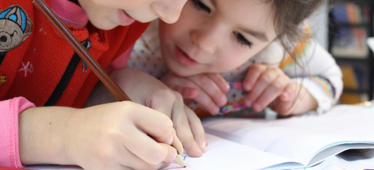children doing work