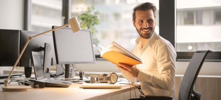 a person in their office