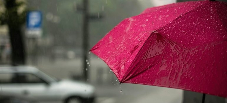 Hand holding an umbrella