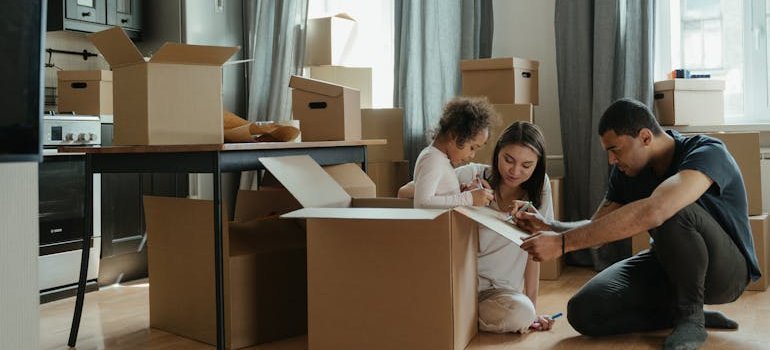 a family unpacking after the move