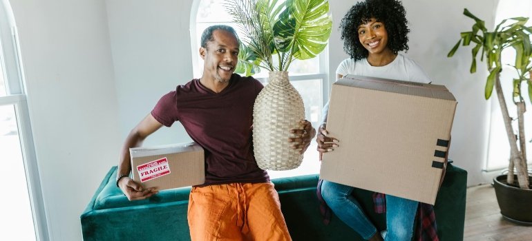 man and woman planning long-distance move within DC